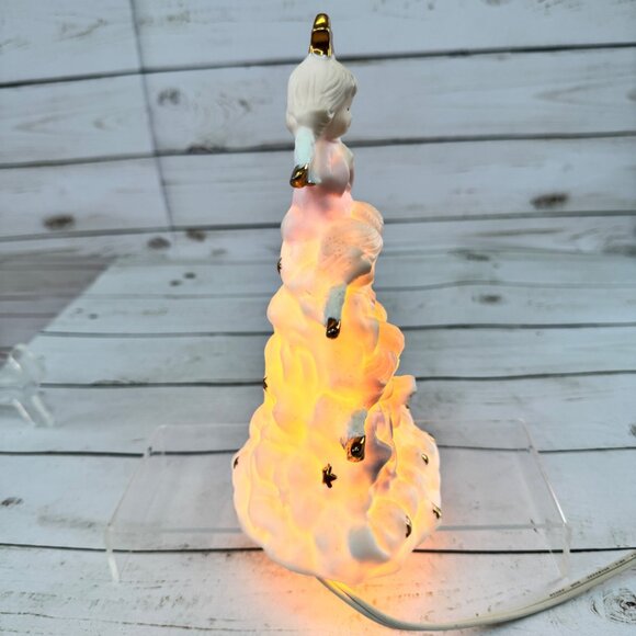 Vintage Light Up Angel Christmas Tree Figurine • Ceramic Gold Accents • Plug-In - Picture 4 of 15